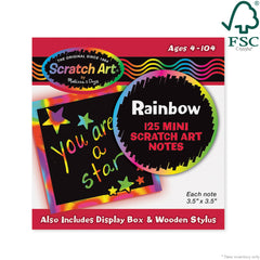 Colorful rainbow layers emerge with a gentle scratch, perfect for quick notes.