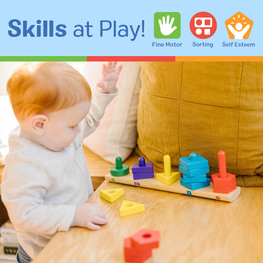 Melissa & Doug Stack and Sort Board promotes color and shape recognition