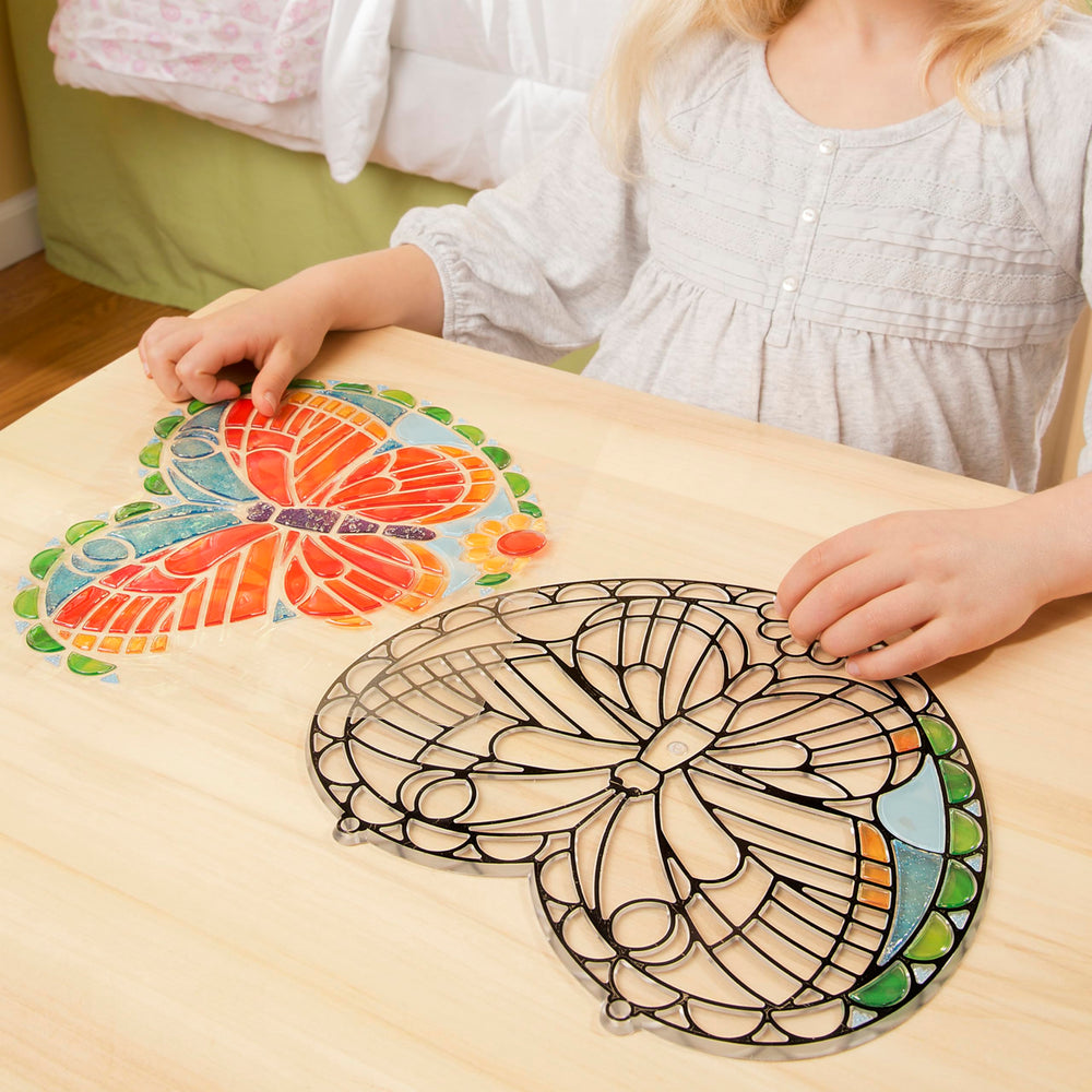 Melissa and Doug butterfly art glows when hung in sunlight with vibrant color