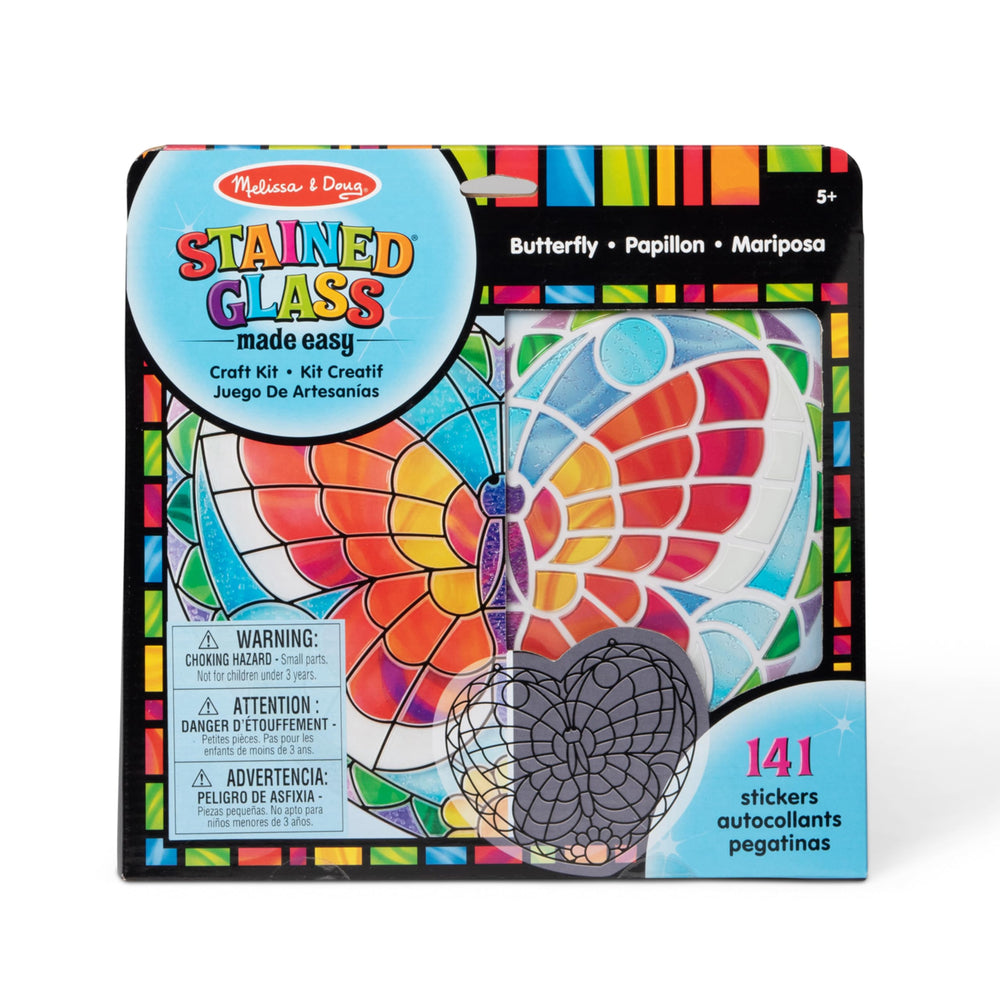 Melissa and Doug stained glass butterfly stickers for kids, easy to place into grooved frame for shine