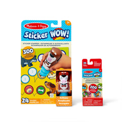 Melissa & Doug Sticker WOW dog stamper featuring Cocoa, ideal for mess-free stamping during playtime.