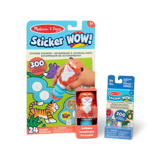 Melissa and Doug Sticker WOW Tiger activity pad shows stamp and learn fun with safari tasks
