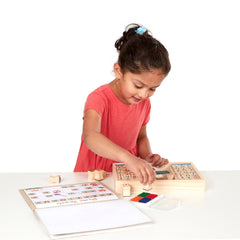 Melissa and Doug sturdy wooden tray keeps supplies organized