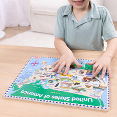 Pieces fitting together to promote logical thinking on the Melissa & Doug map