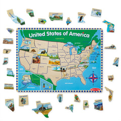 Colorful state illustrations on Melissa & Doug USA Map puzzle