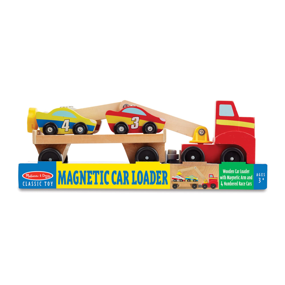 Melissa & Doug wooden cars are colorful and magnet-topped for sorting