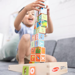 Melissa & Doug wooden tray keeps blocks organized for display and play