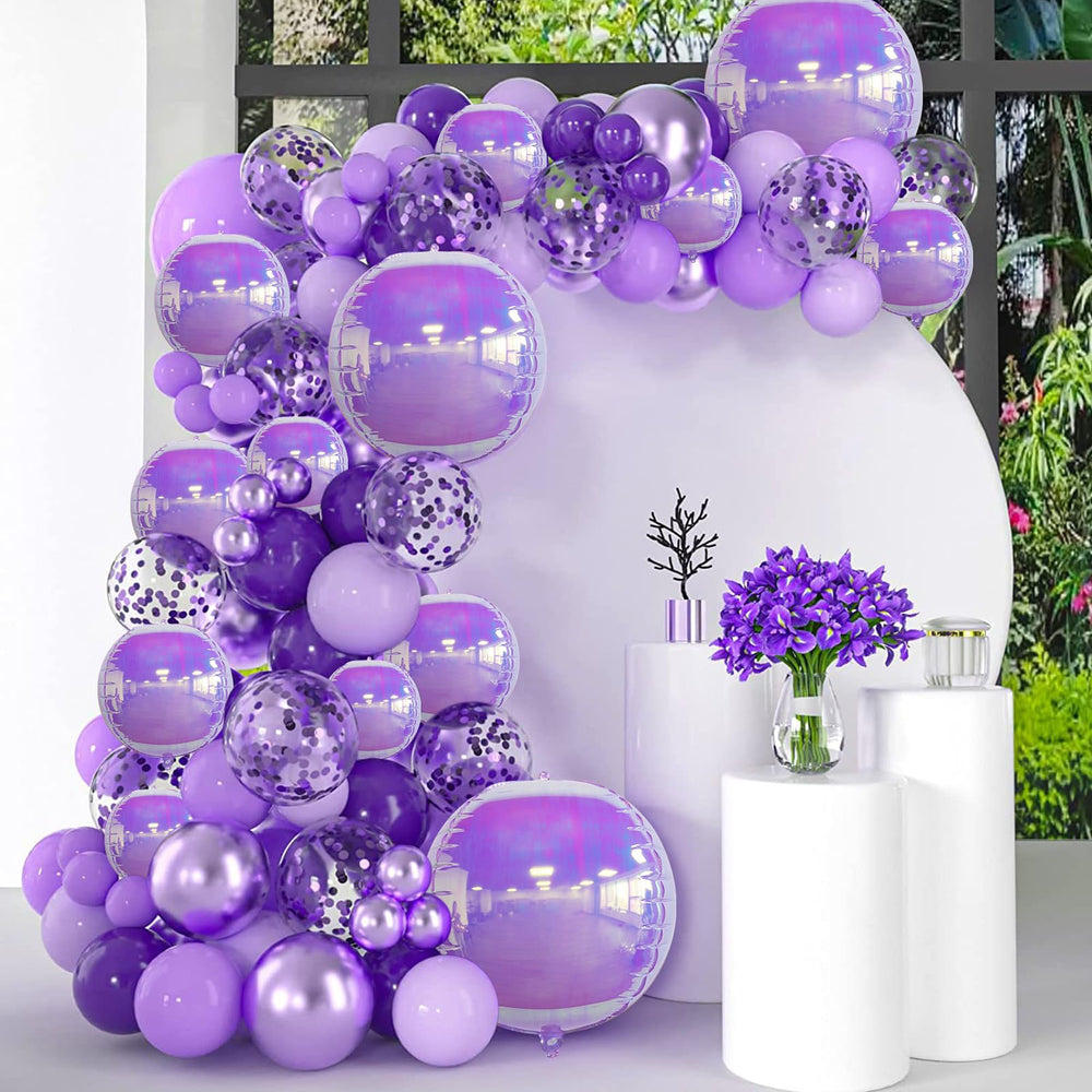 Melody Fantasy 14-pack iridescent purple balloons for cohesive party styling.