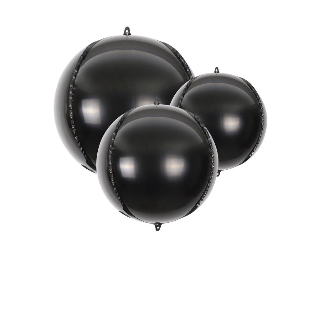 Melody Fantasy black foil balloons in 22in create dramatic arches and backdrops.