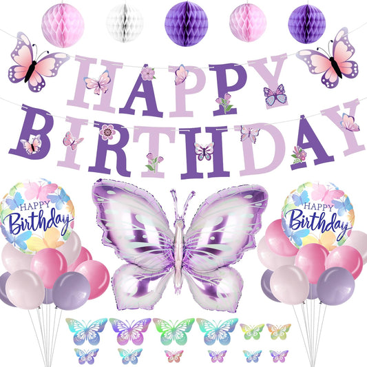 melody fantasy happy birthday butterfly banner for enchanting party backdrop