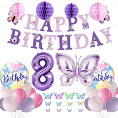 Melody Fantasy purple butterfly banner adds a magical birthday backdrop