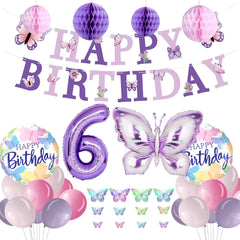 melody fantasy purple butterfly banner creates a magical birthday backdrop.