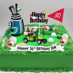 MEMOVAN dark green ball topper adds texture to cakes.