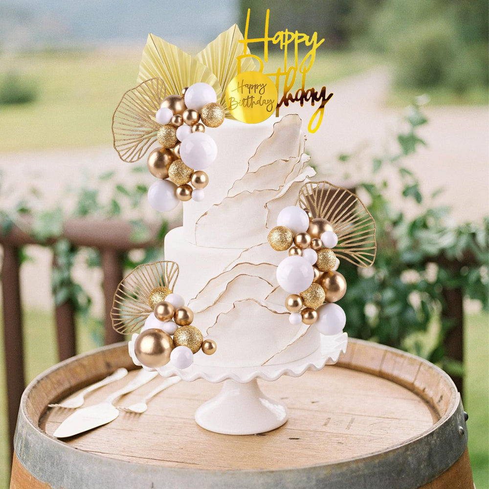 MEMOVAN gold palm leaves add boho charm to wedding or birthday cakes