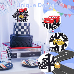 MEMOVAN race-car birthday cake decor creates a playful centerpiece for growing car fans.