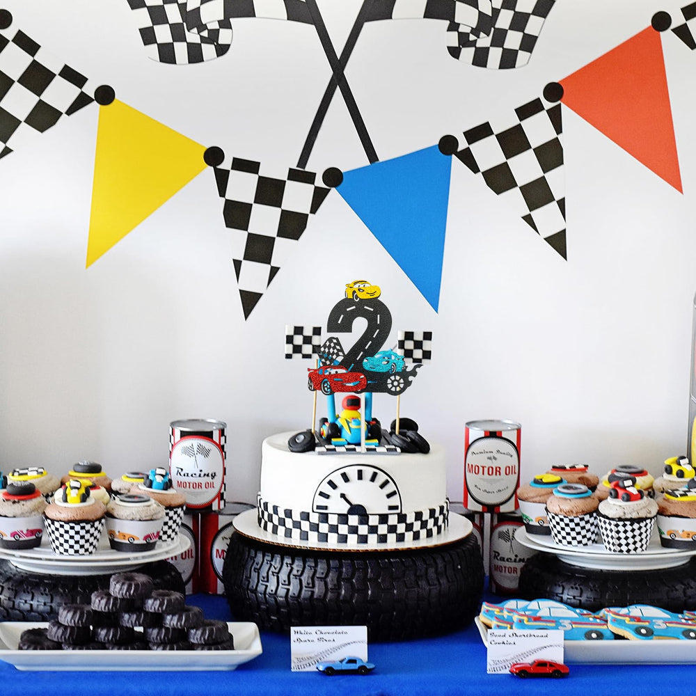 MEMOVAN race car topper for cupcakes enhances birthday dessert display