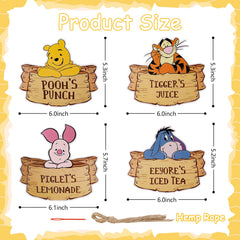 MEMOVAN Winnie drink label design 2 brightens dessert tables for Pooh events.