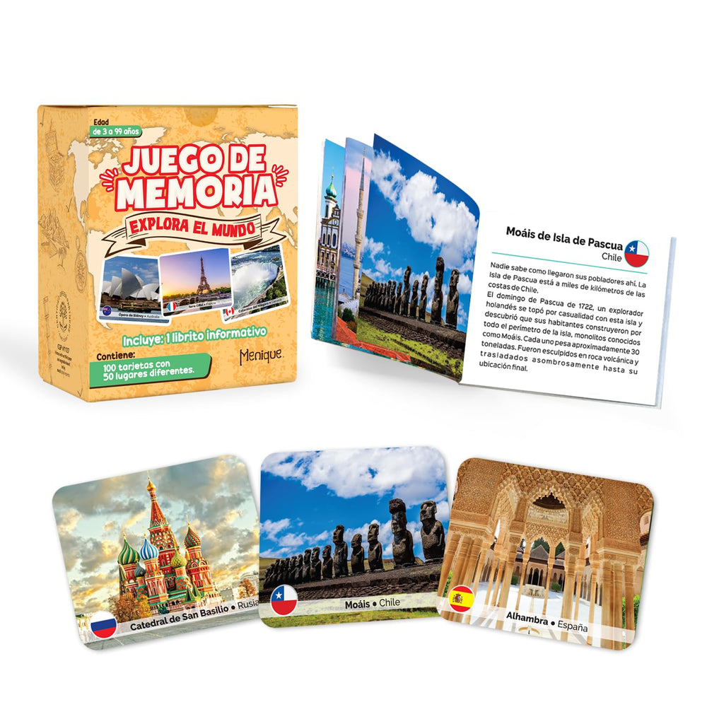 Menique Explore The World Memory Cards – Eiffel Tower: boosts landmark recognition and global awareness.