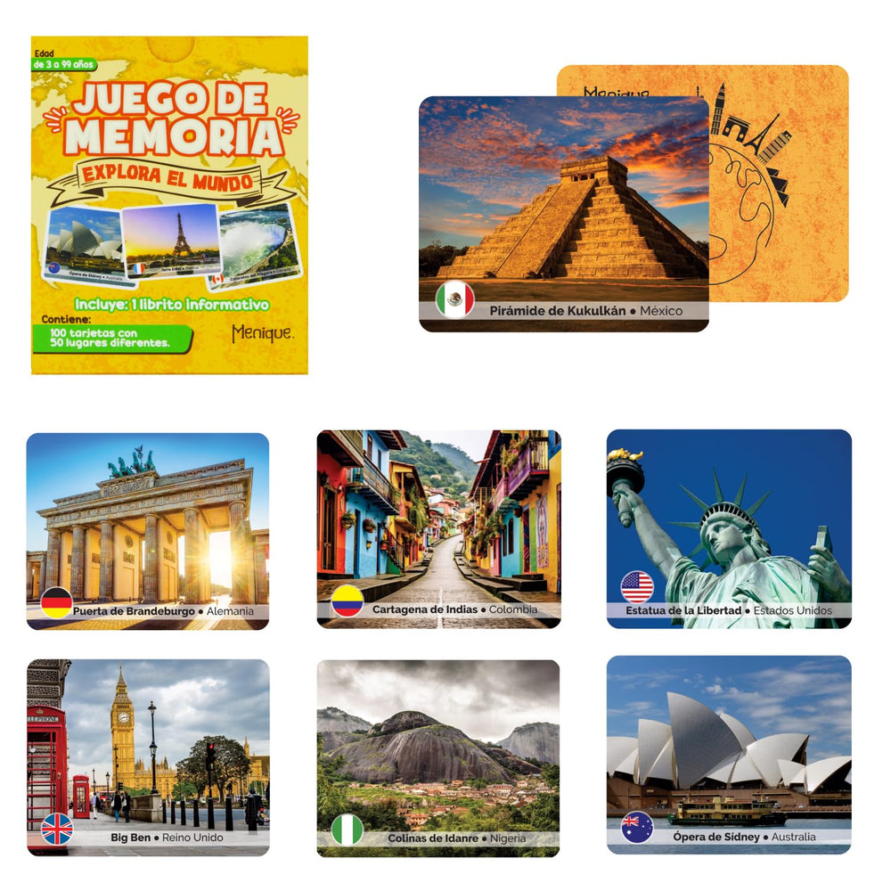 Menique Explore The World Memory Cards – Pyramids of Giza: builds geographic familiarity and focus.