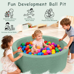 MEOGETY ball pit used as a photo prop in living room.