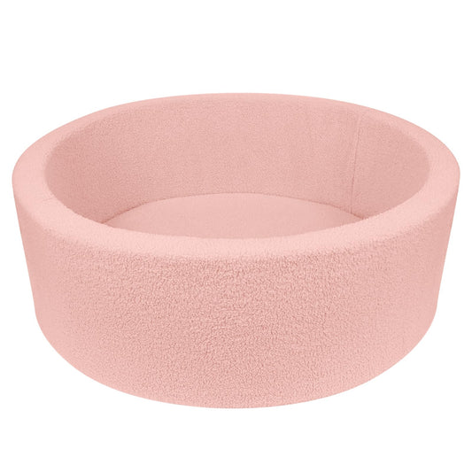 MEOGETY teddy fleece cover on the kids foam ball pit offers soft, skin-friendly comfort for toddlers.