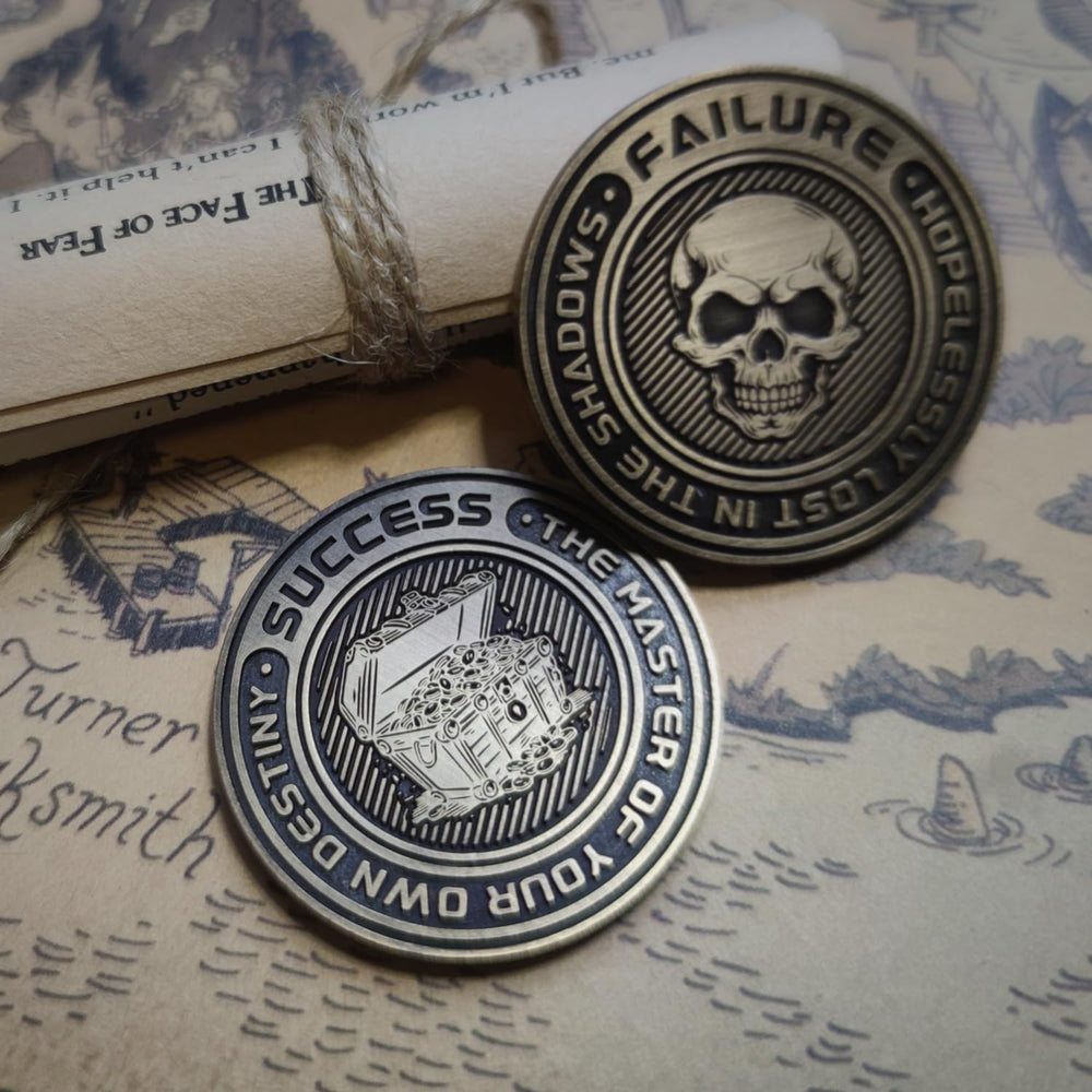 Meokkaebi Metal D2 Dice Coin in hand demonstrates balanced, tactile design