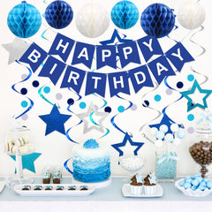 Meowtastic blue honeycomb ball adds depth to party decor