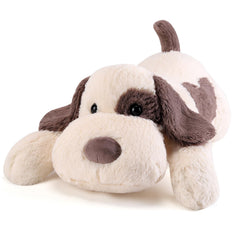 Meowtastic grey-white dog weighted stuffed animal face provides comforting snuggle and friendly companion.