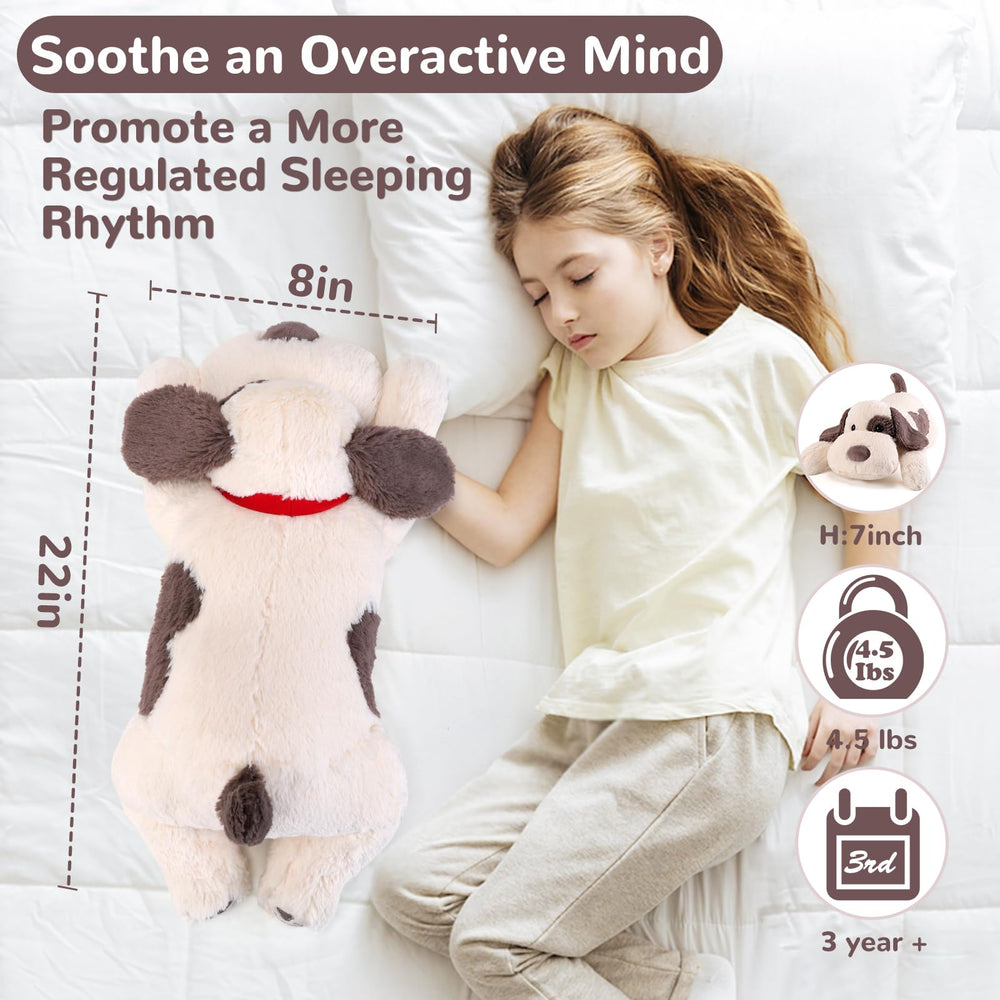 Meowtastic grey-white dog weighted stuffed animal side view highlighting plush fur and portable comfort.