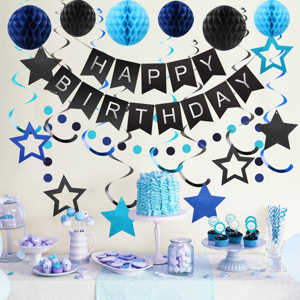 Meowtastic blue honeycomb ball adds dimensional color to party decor