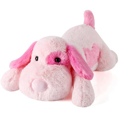 Meowtastic pink dog weighted stuffed animal front view for comforting presence