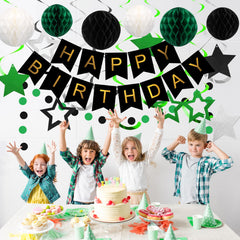 Meowtastic stars-swirls-streamers create playful movement for photo-worthy moments.