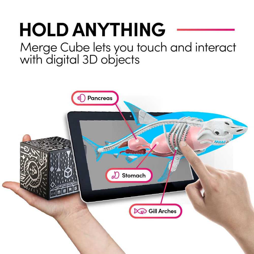 Merge Cube presents 3D dinosaurs for immersive, hands-on learning.