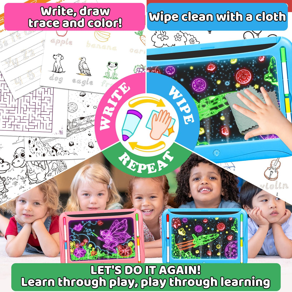 MERGUEZ LED drawing board microfiber cloth for easy erasing