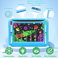 MERGUEZ LED drawing board six washable markers for mess-free coloring