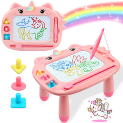 MERGUEZ Unicorn magnetic doodle board for toddlers—mess-free play on the go.
