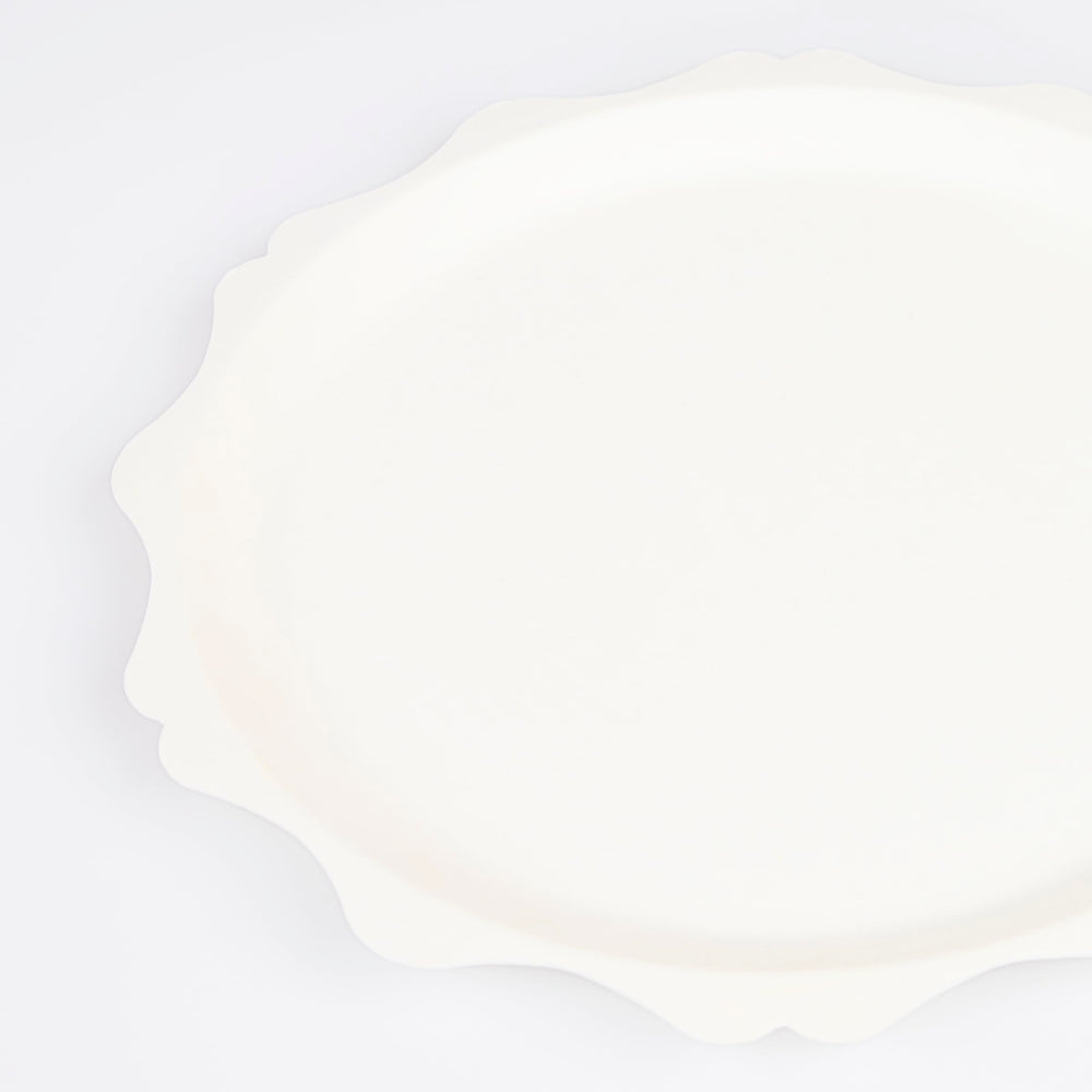 Meri Meri elegant-edge cream plates ideal for baby showers and celebrations.