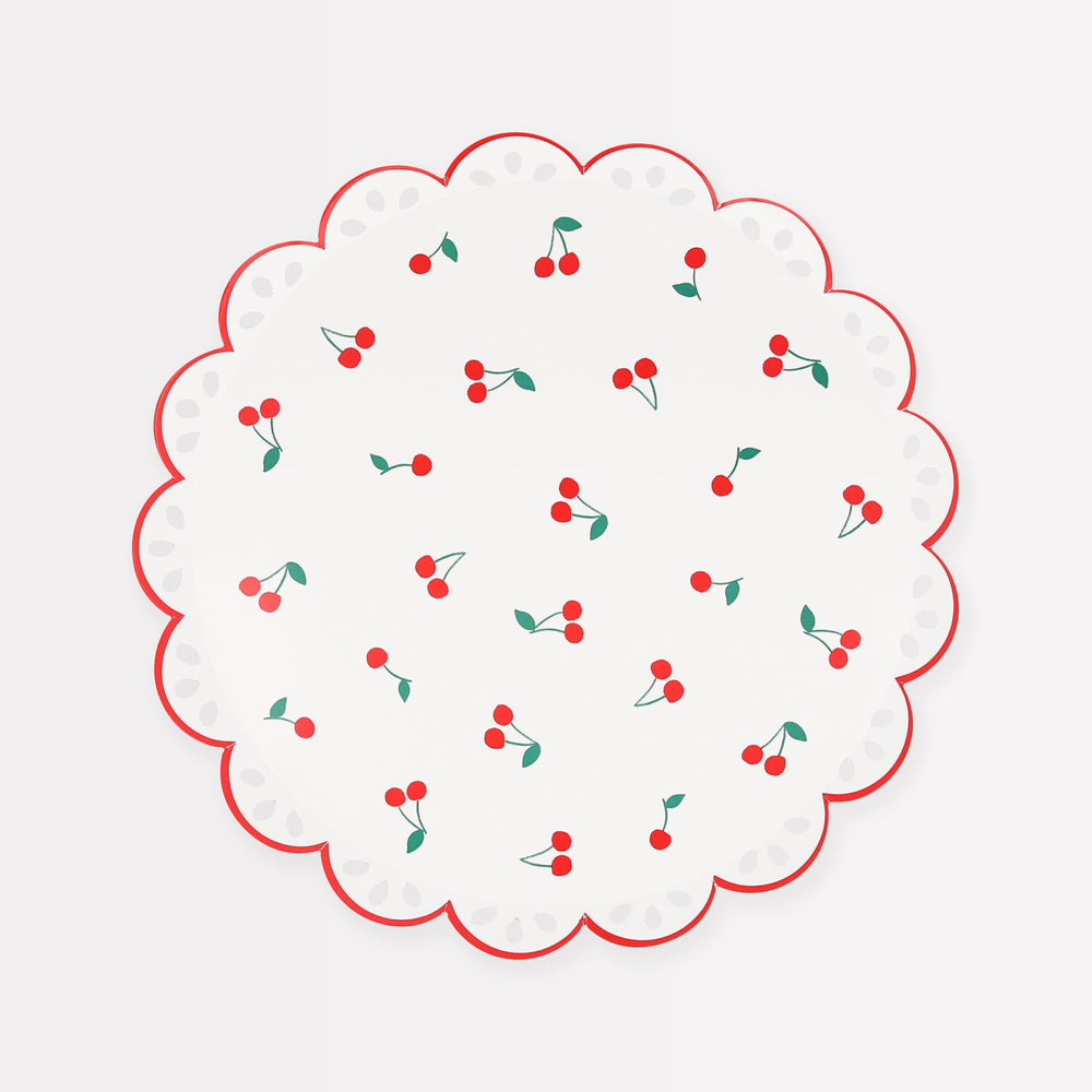 Meri Meri Garden Picnic plates featuring a cherry pattern for festive garden parties