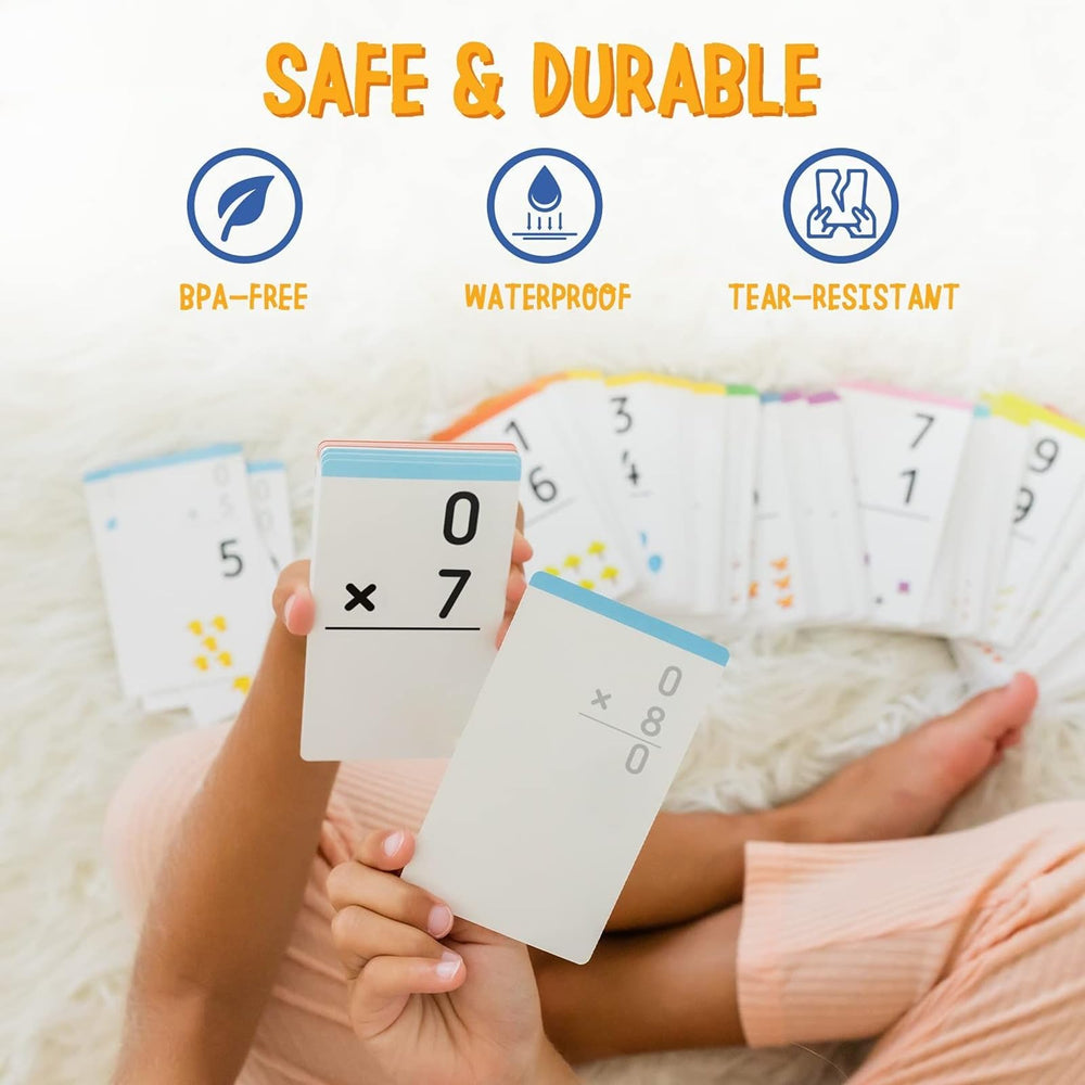 Classroom scene with Merka Math Flash Cards ready for group activities.