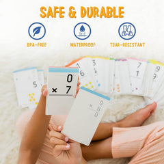 Classroom scene with Merka Math Flash Cards ready for group activities.