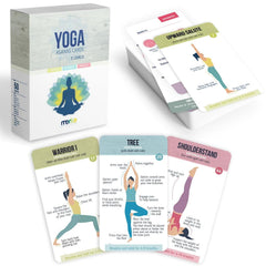 Merka Yoga Cards deck with 50 asanas and Sanskrit names guides your practice.