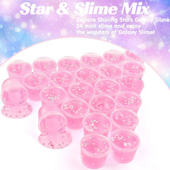 MermaidSlime stretchy pink galaxy slime with glittery stars for tactile fun.