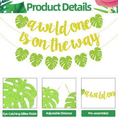 Merriva tropical leaves garland adds lush jungle flair to any backdrop.