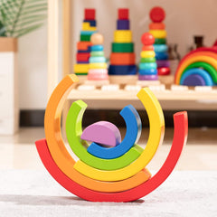 MerryHeart natural wood rainbow arches with a smooth surface for tiny hands