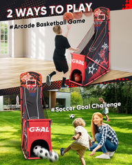 MerryMove soccer goal attachment ready for fast switching between hoops and goals.