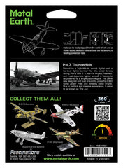 Finished Metal Earth P-47 Thunderbolt model at 1-94 scale for display