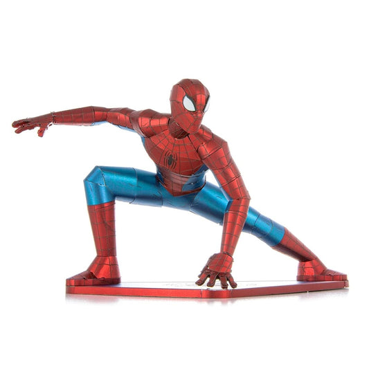 Metal Earth Spider-Man 3D model kit assembled-front view for display.