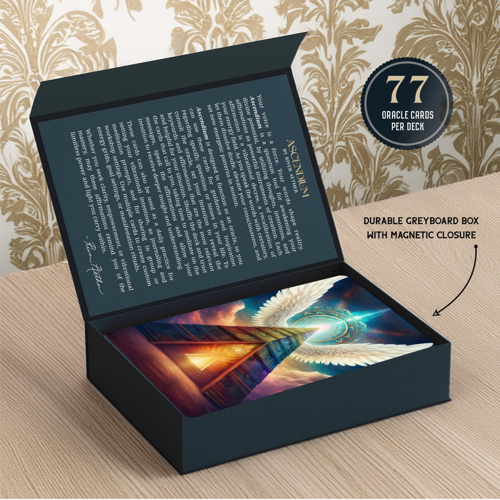 Metaphoracle Ascendium card size 3.2 by 4.7 inches for easy handling.