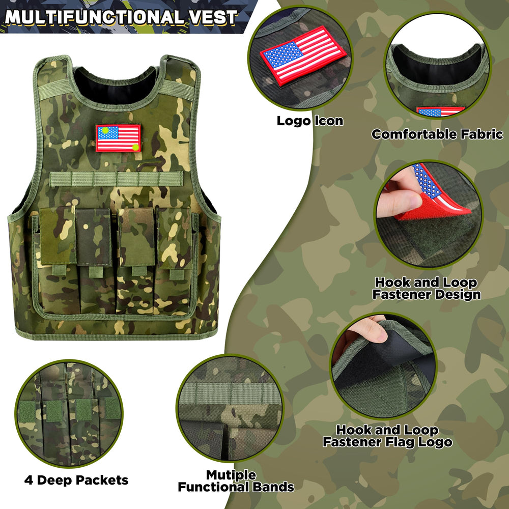 Metemot Kids Army Costume pants offer flexible fit for active pretend missions.