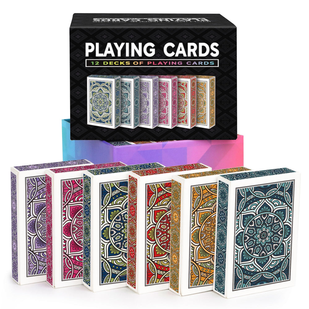 Metsyth playing cards 12-pack colorful decks for family game nights.